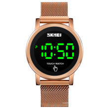 skmei 1668 led allume la montre numérique montre en maille d&#39;acier inoxydable